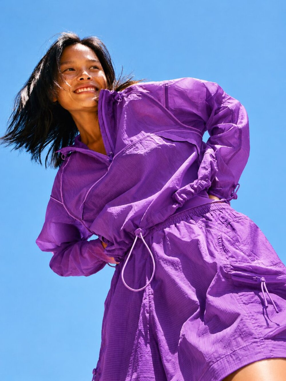 Outdoor Voices Jellyfish Purple Packable Windbreaker Anorak Jacket Size M NWT